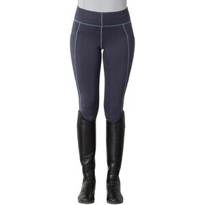Riding Sport Medium Black Leggings with Blue Stitching  equestrian